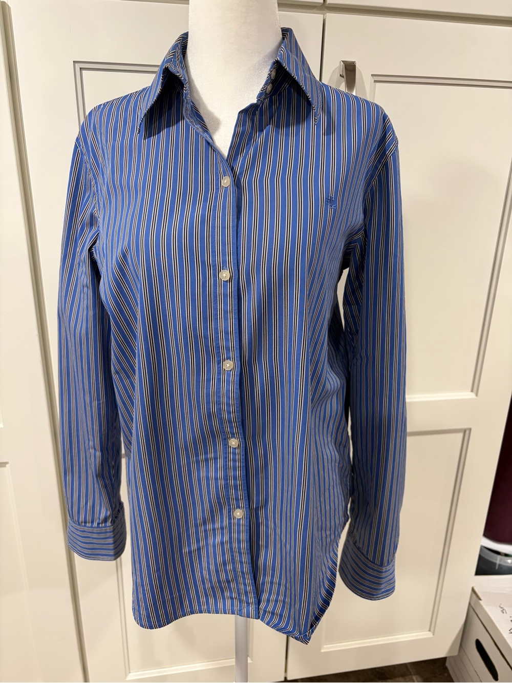 Lauren Ralph Lauren Blue Multi-Stripe Button-Down Shirt